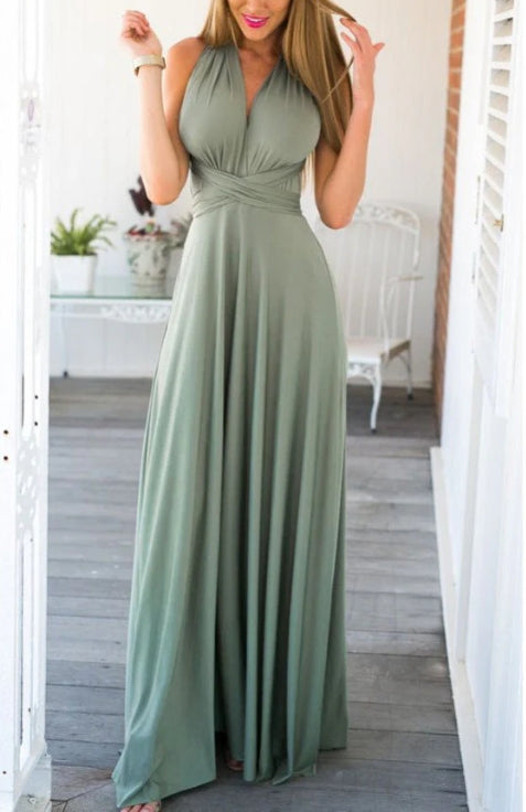 Vestidos de fiesta de corte A, largo hasta el suelo, sin mangas y con espalda abierta